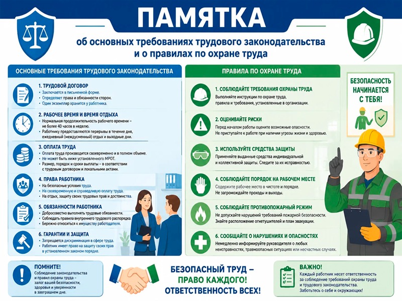 Памятка об основных требованиях трудового законодательства.